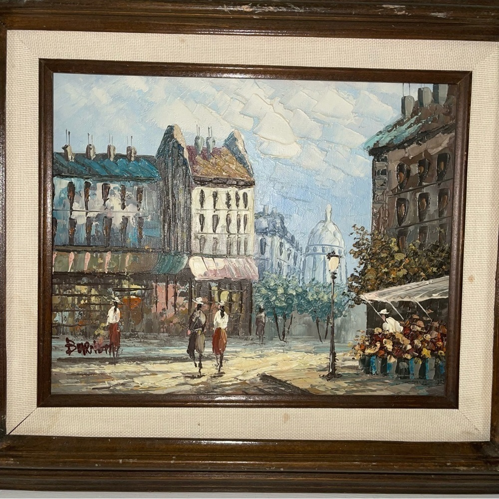 Vintage Caroline Brunette (1877-1950) Oil on Canvas Signed Paris Scene